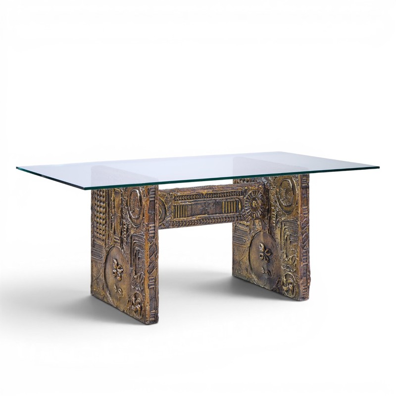 Adrian Pearsall for Craft Associates Midcentury Brutalist Glass Top Dining Table