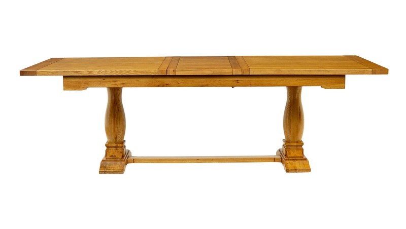 ENGLISH MADE SOLID OAK EXTENDING DINING TABLE gallery