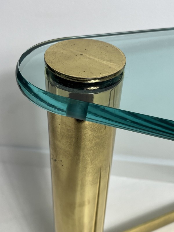 Leon Rosen For Pace Collection Pair of Brass and Glass Side Tables gallery