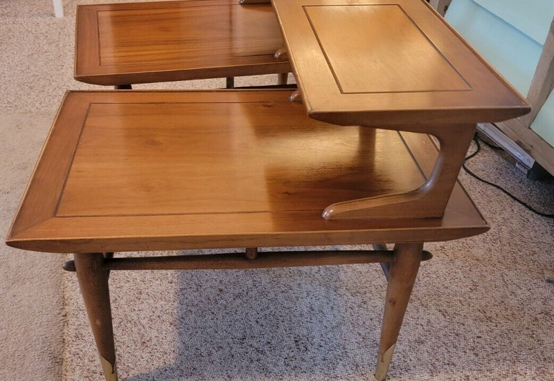 Lane Acclaim, Altavista, Mid-Century Dovetail Side Tables 1950s x2 Ser. #s same gallery