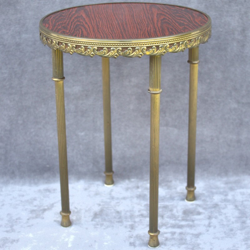 Vintage rococo baroque style round small side table with brass legs bonsai plant gallery