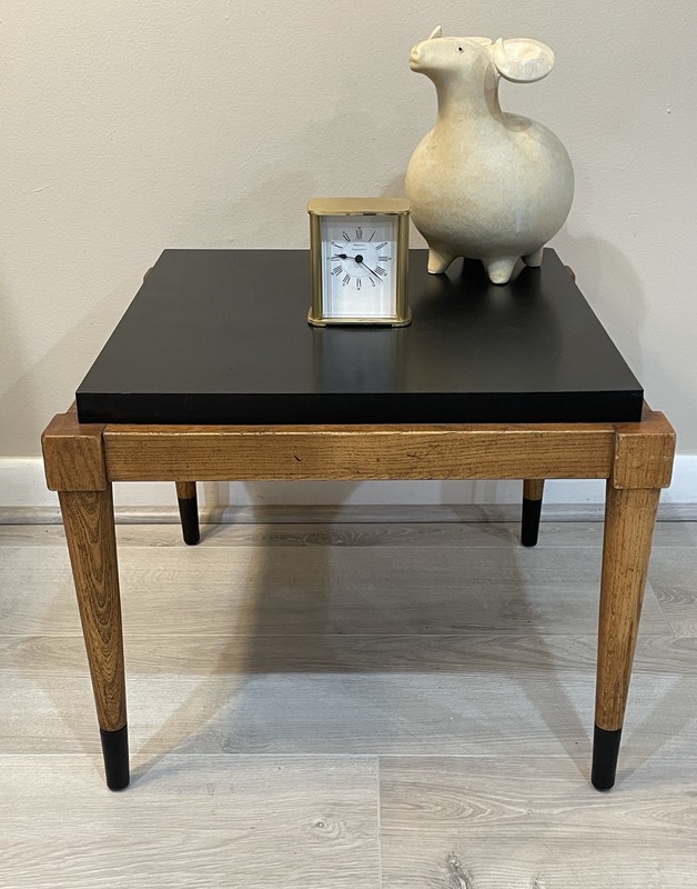Vintage Lane Altavista Walnut & Formica Black Laminate Side Accent Table HTF