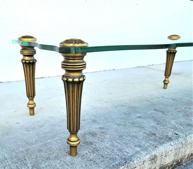 FRANCISCO HURTADO Style Sculptural Hollywood Regency Glass Coffee Cocktail Table gallery