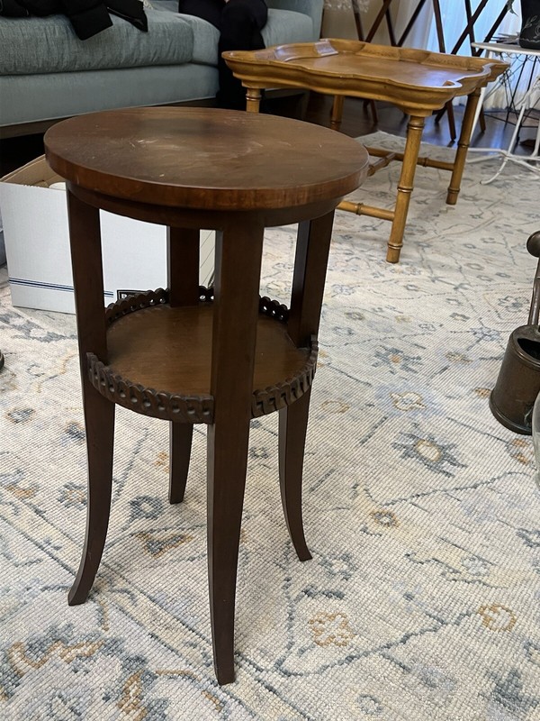 Prefect Mid-Century Baker Furniture Company Signed Round Burl Accent Table