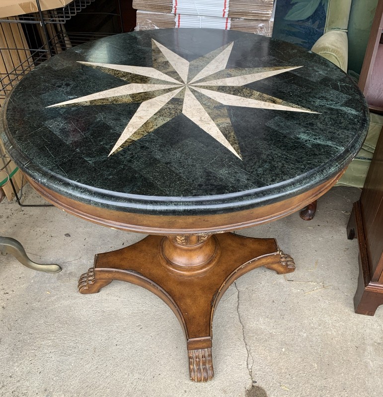 Butler Andorra Table Fossil Stone Star Inlay Round Paw Ft Pedestal Center Hall gallery