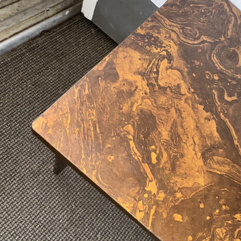 Vintage Mid-Century Modern Square Side Table 15”x15” Wood Tapered Legs Marbled gallery