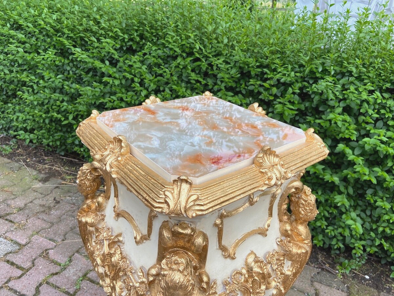 Pedestal Italian Baroque Cream Gold Display Column Vintage Decor Single Piece gallery