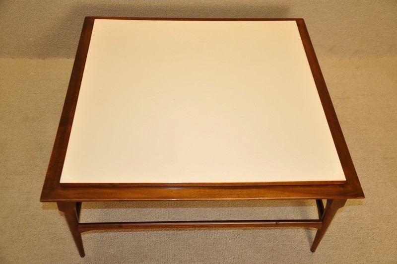 Mid-Century Modern Square Coffee Table with White Formica Top gallery