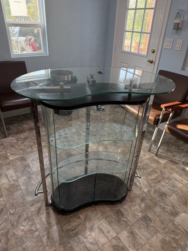 Clear Glass Coffee Bar Metal Frame ANDREW PEARSON DESIGN 856COSMO BAR gallery