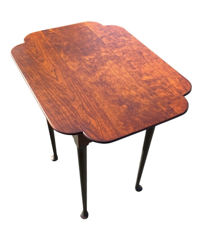 Vintage Queen Anne Style Eldred Wheeler Cherry Side Table With Scalloped Top gallery