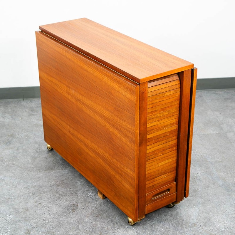 Mid Century Danish Modern Dining Table Drop Leaf Gate Leg Folding Teak MCM gallery