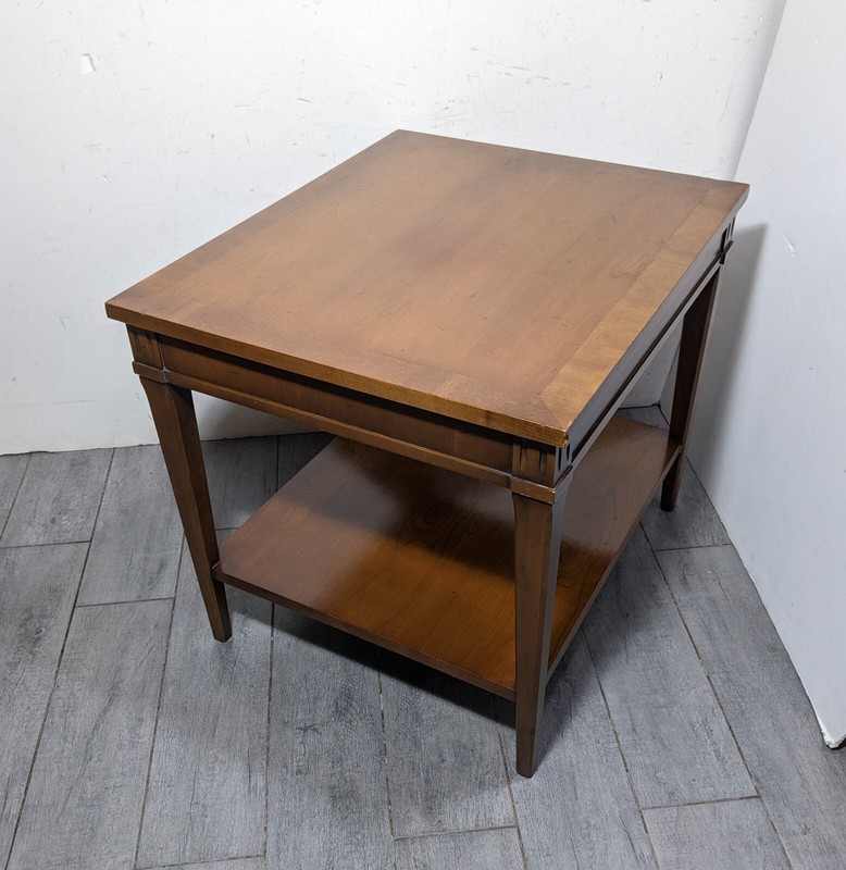 Vintage Lane 1960s Mid Century Modern Walnut Wood 2-Tier End Table A