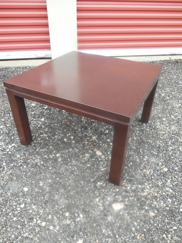 Vintage Henredon Parquet Wood Floating Top Dark Mocha Coffee / End Table