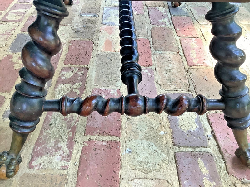 RARE Victorian Barley Twist Library Table by Merklen Brothers, c1890 gallery