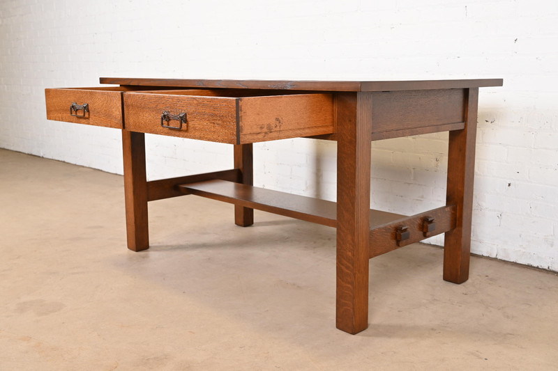 Stickley Brothers Style Antique Mission Oak Arts & Crafts Desk or Library Table gallery
