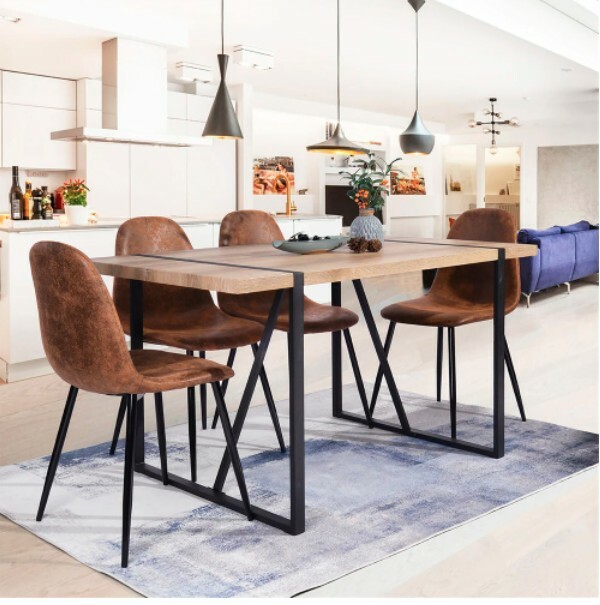 Mid-Century Modern Wooden 5-Piece Dining Table Set