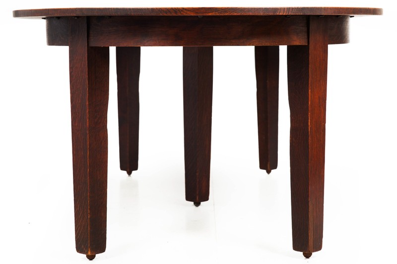 Gustav Stickley Arts & Crafts Extending Oak Dining Table no. 632 c. 1910 gallery