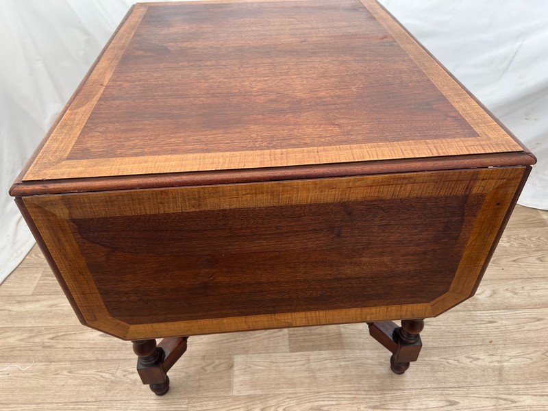 Antique Expanding Dining Table Barley Twist Legs Drop Down side leaves gallery