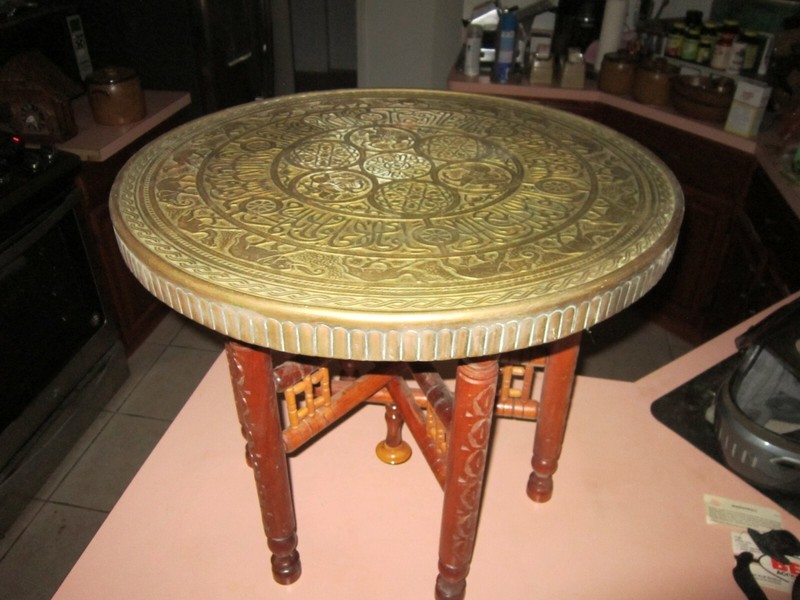 Antique Brass Table Top Furniture - From India - Free Pedestal Included With Top
