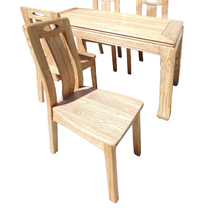 Oriental Light Wood Dining Table 4 Chairs Set cs1555 gallery