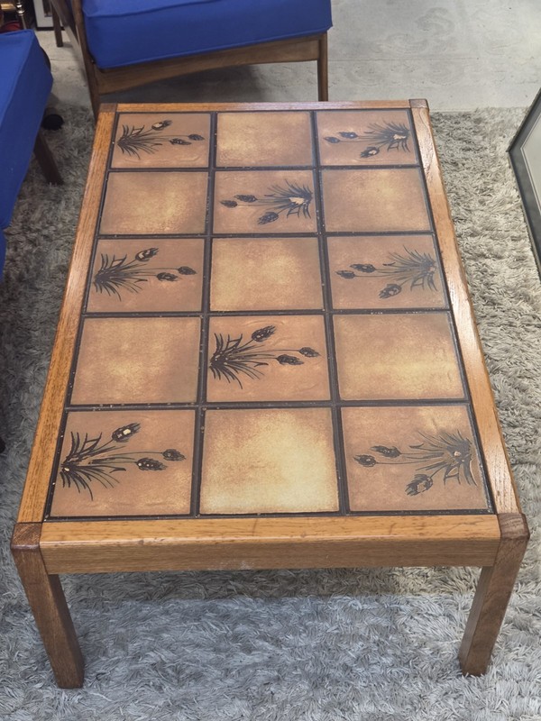 Vintage Tile Top Teak Wood Coffee Table gallery