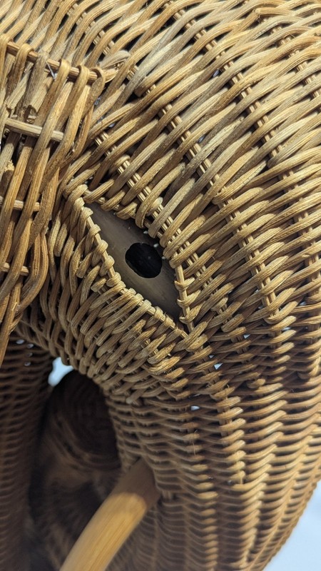 Vintage Boho Wicker Rattan Elephant Side Table Style of Mario Lopez Torres 1970s gallery