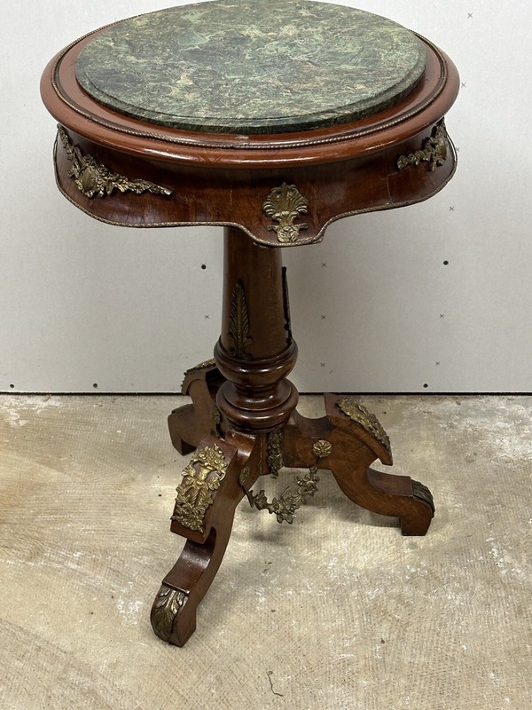 antique french empire marble top Ormalu Rosewood plant stand pedastal Table gallery