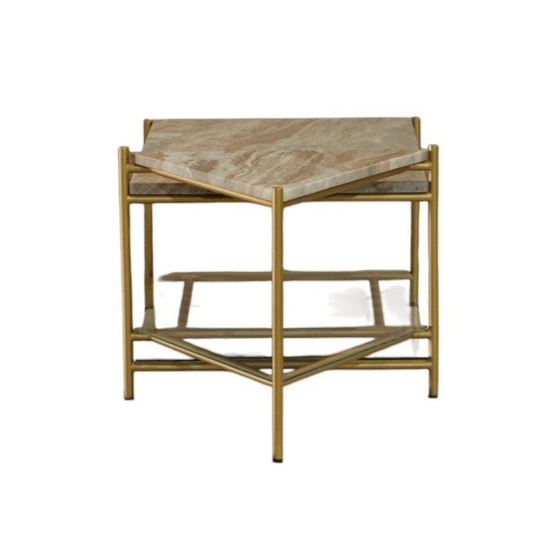 Modrest Mosk - Modern Marble + Glass + Brass Coffee Table gallery