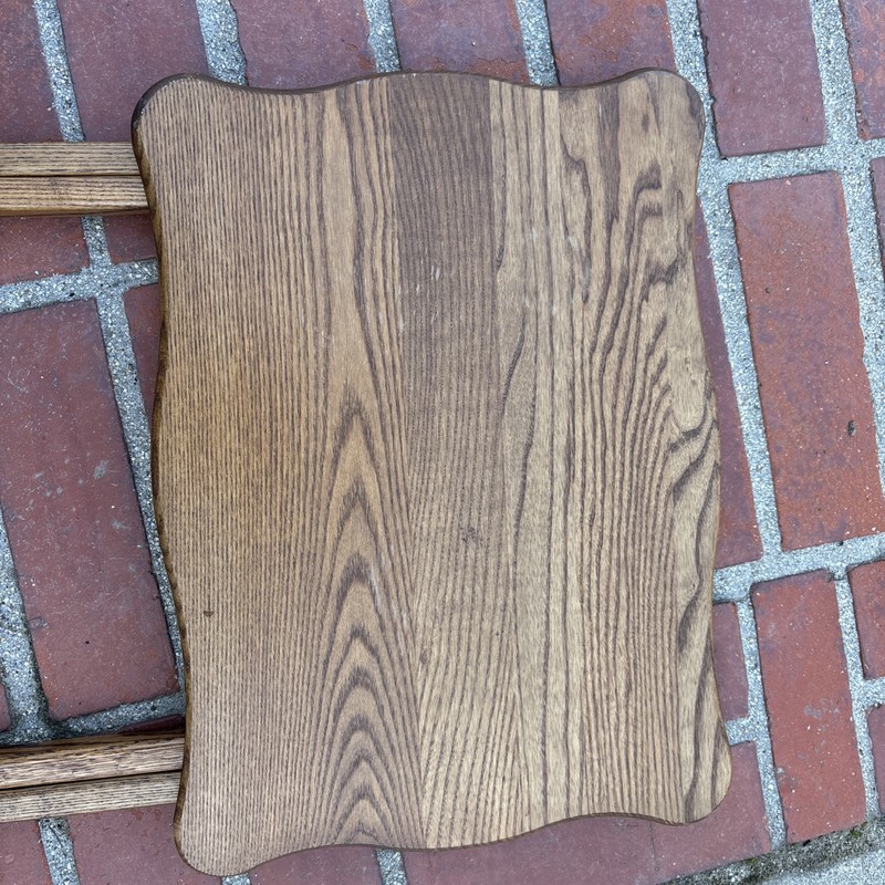 Vintage Set of 4 Unique Folding TV Table Trays & Rack Solid Oak Wood gallery