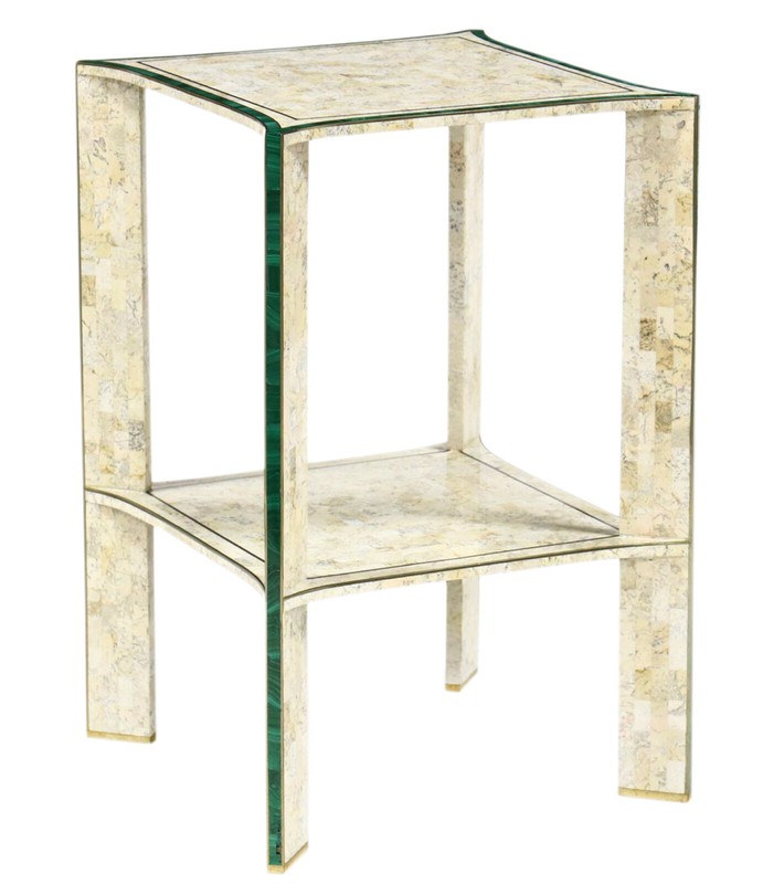 Maitland Smith Tessellated Stone and Malachite Side Table