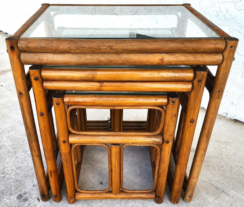 Franco Albini Style Bamboo Nesting Tables gallery