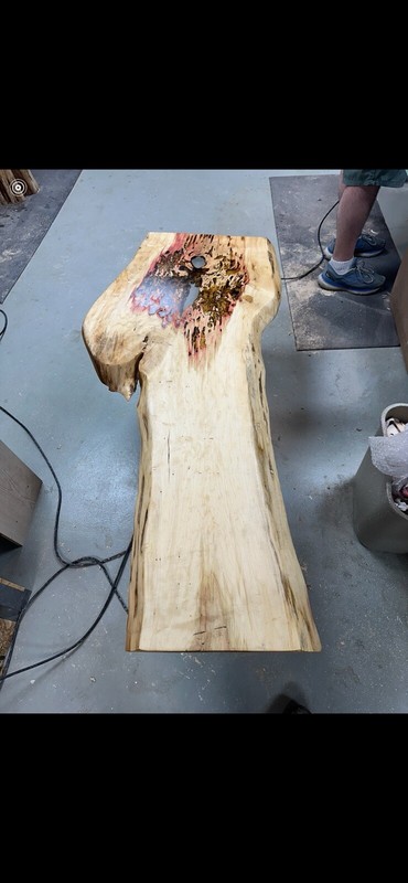 One of A Kind Box Elder Custom-Made Rustic Reclaimed Wood Table with Epoxy