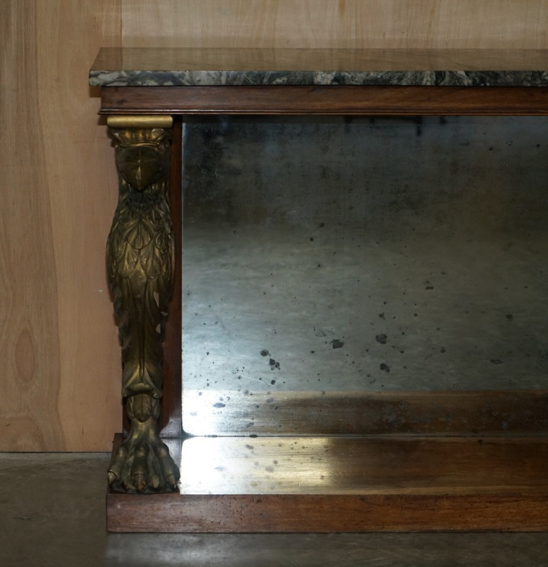 STUNNING ANTIQUE REGENCY ROSEWOOD GILTWOOD & MARBLE EAGLE CARVED CONSOLE TABLE gallery