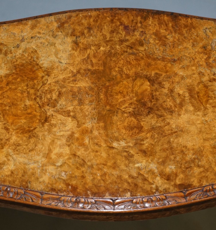 STUNNING VINTAGE BURR WALNUT SIDE LAMP TABLE ORNATELY CARVED FRAME LION FEET gallery