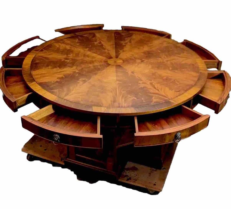 Large, professionally handcrafted Sheraton Crotch mahogany drum / Rent Table