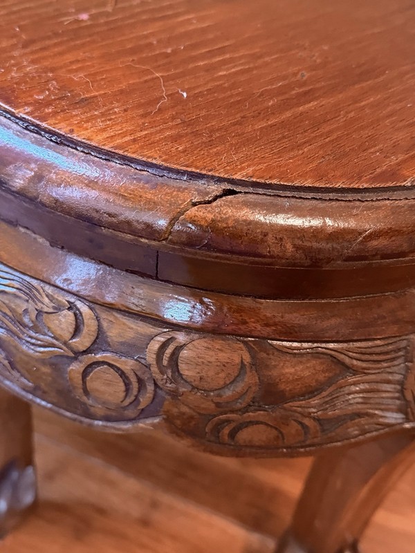 Vintage Asian Dragon Carved Lion Foot Wood Side Table Plant Stand 12.75” Tall gallery