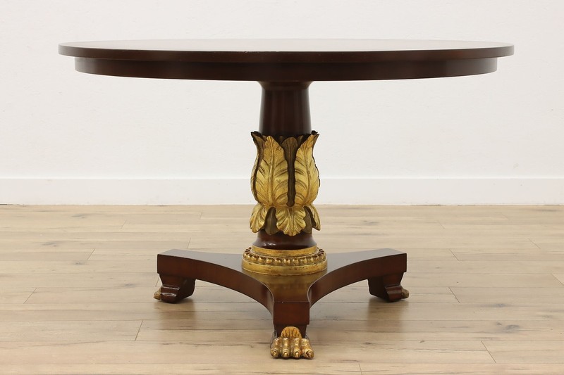 Classical Carved Mahogany & Gold Center or Entry Table #55405 gallery