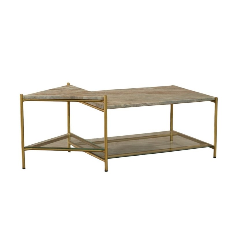 Modrest Mosk – Modern Marble + Glass + Brass Coffee Table