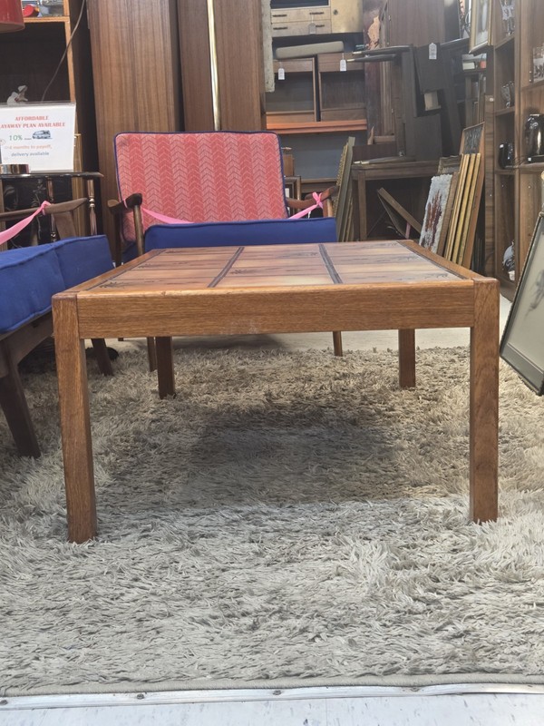 Vintage Tile Top Teak Wood Coffee Table