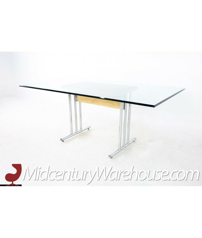 Mid Century Glass and Chrome Dining Table gallery