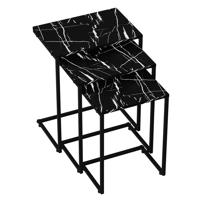 Nesting Coffee Tables End Tables Set of 3 Industrial Stacking Side Tables Black gallery