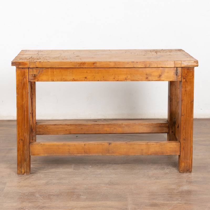 Late 19th Century Rustic Pine Work Table Console Island gallery