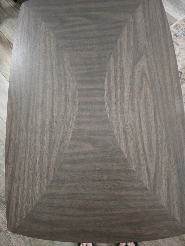 Mid Century Modern MCM End Table Sculpted Wood Base Laminate Top Vintage 1960s gallery