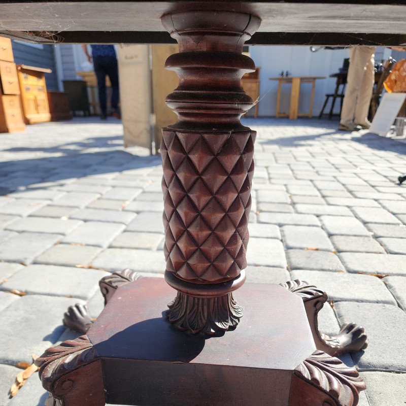Antique classical paw foot mahogany sewing table work stand 1820 Federal gallery