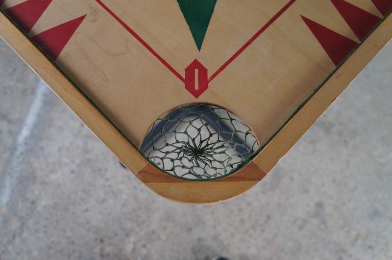 Vintage Carrom Crokinole Chess Checkers Game Board Pedestal Table 42" gallery