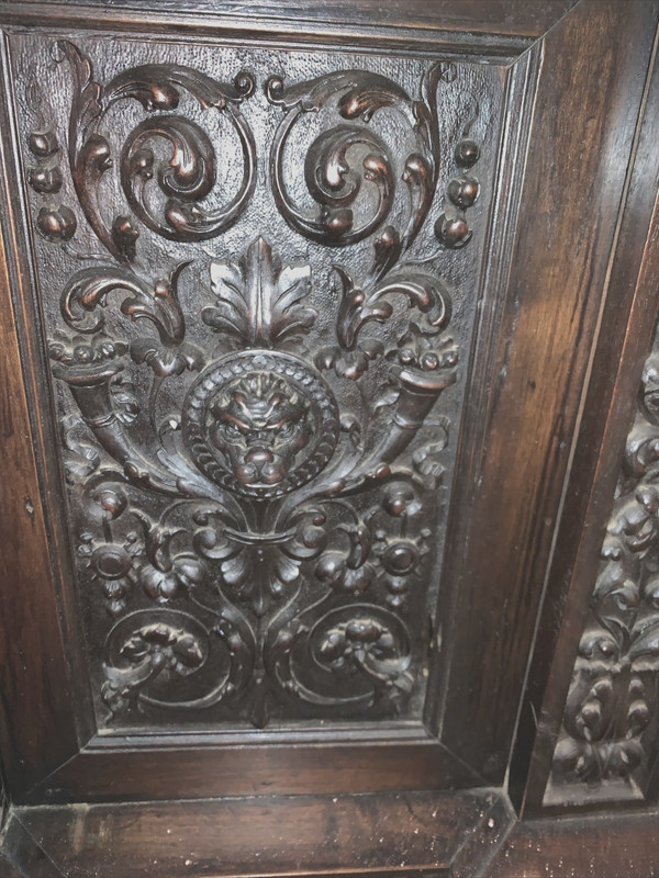 A Large Henry IV Style Carved Walnut Marble Top Console Circa 1890 France gallery