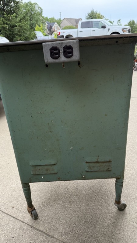 Vintage MCM Rolling Hospital Metal Table Cart Retro Blue Shabby Urban Furniture gallery