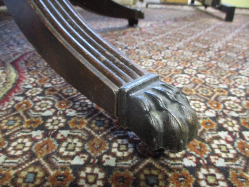 Beautiful Old English Table with Brass Lion Feet, Mahogany, 90x148cm gallery