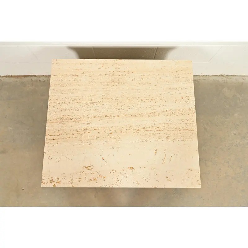 Paul McCobb Mahogany and Travertine Top Cocktail Table, 1950s gallery