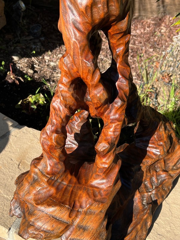 Vtg 20" Japanese Tree Root Hand Carved Solid Wood Side Table Plant Stand Base gallery
